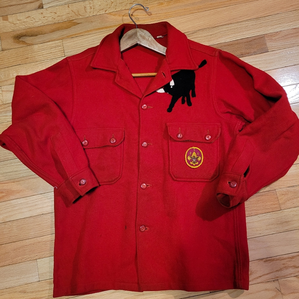 Vintage Boy Scouts Red Wool Jacket (Jac-Shirt) with Philmont Bull